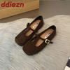 Mode Mode Schnalle T-Riemen Damen Flats Mit Schuhen Frühling Sommer Weiblich Flache Schuhe Quadratische Zehenpartie Damen Mary Janes Flats Schuhe
