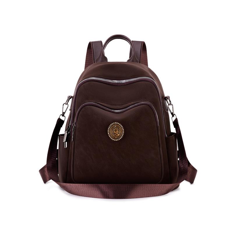 

Women s Solid Color Backpack Multi-Function Shoulder Bag кавовий