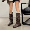 Fashion Comemore Autumn Women Biker Boots Fashion Belt Buckle Ladies Elegant Platform Long Pipe Booties Casual Women's Knee High Boots