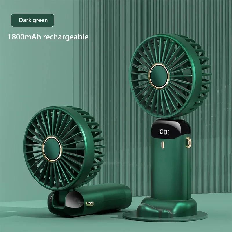 

Portable Handheld Mini Fan, Foldable Neck-mounted Fan, 5-speed USB Rechargeable Fan, Essential for Summer Use зелёный