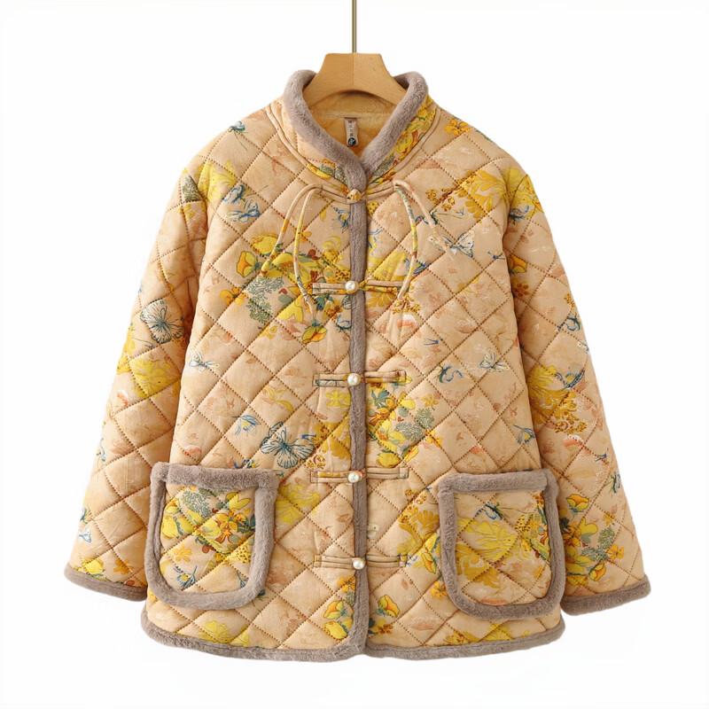 Women's Plus Size Warm Floral Cotton Padded Jacket