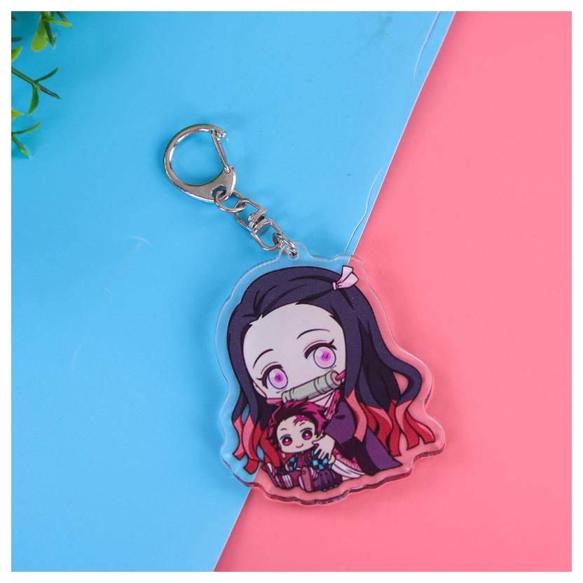 Juego de llaveros acrílicos del anime Demon Slayer con Kanao, Nezuko, Shinobi, Mitsuri y Tanjiro