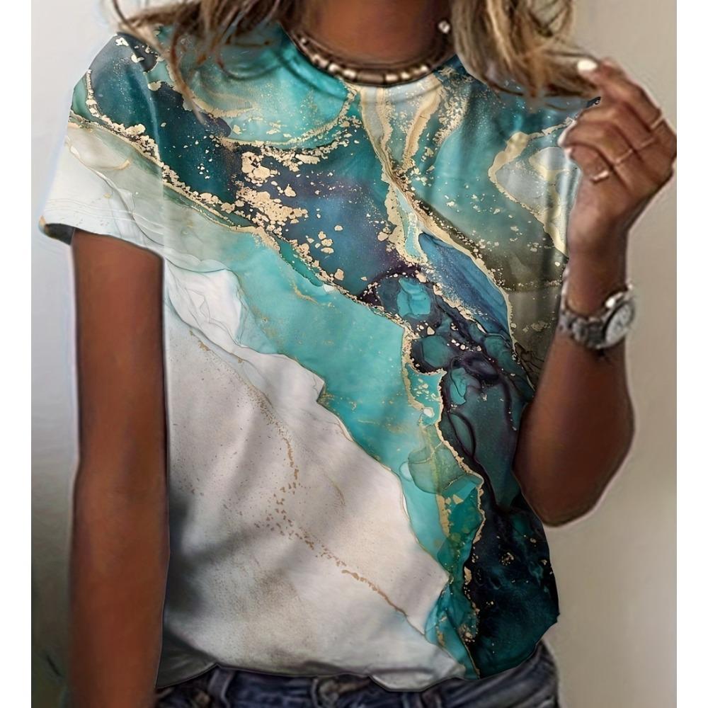 Women's T-shirt with round neck and short sleeves