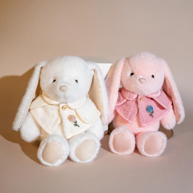 Iepuraș Alb Nou Drăguț Păpușă de Pluș Iepure Urechi Lungi Jucărie de Pluș Cadou de Ziua de Naștere Păpușă