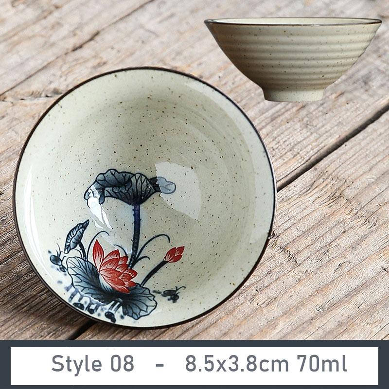 1 Stück Handgefertigte Konische Tasse Antike Pflanzenasche Porzellan Teetasse Reise Keramik Teeschale Anti-Verbrühungs Retro Meditationsbecher Teeset 70ml