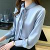 Navava Romantic Office Solid Ribbon Neck Long Sleeve Blouse Nb2553