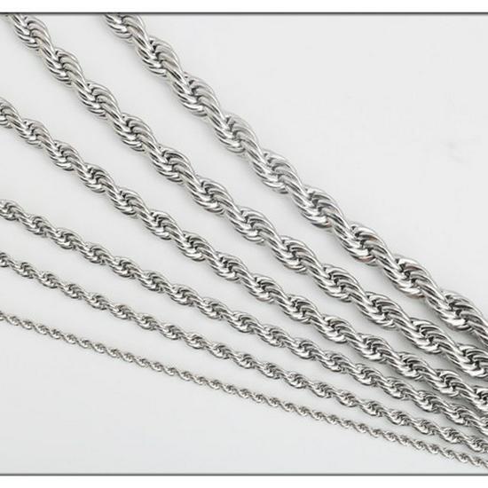 Stainless Steel Twisted Necklace with Titanium Steel Dog Tag Pendant for Men and Women