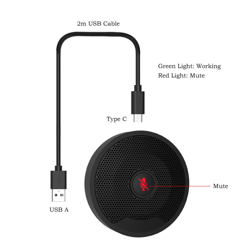 UM10 USB Conference Microphone 360 Degrees  Omnidirectional Condenser PC Microphones for Video Conference