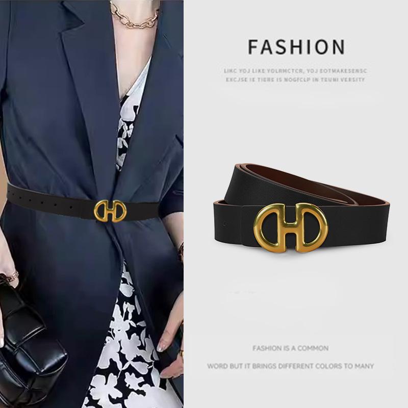 Women's New Belt Simple and Fashionable Versatile Skirt and Decorative Dress Versatile Smooth Buckle Thin Belt