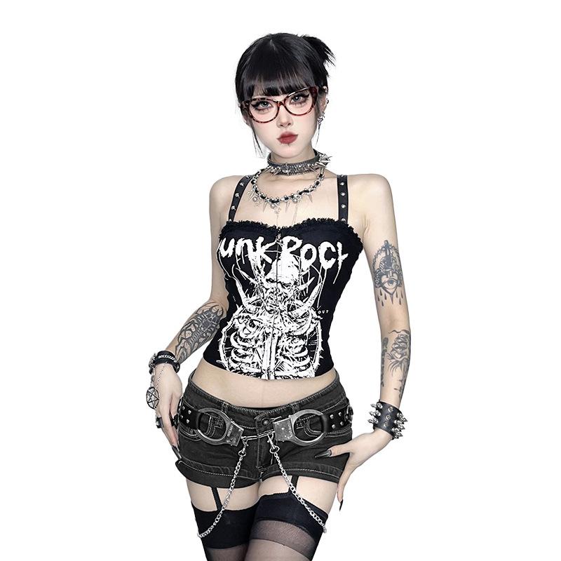 AltGoth Y2k Cyber Punk Camisole Women Dark Gothic Streetwear