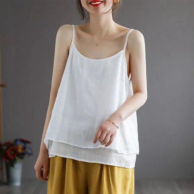 Women's Linen Camisole Vest Casual Ramie Thin Inner Top
