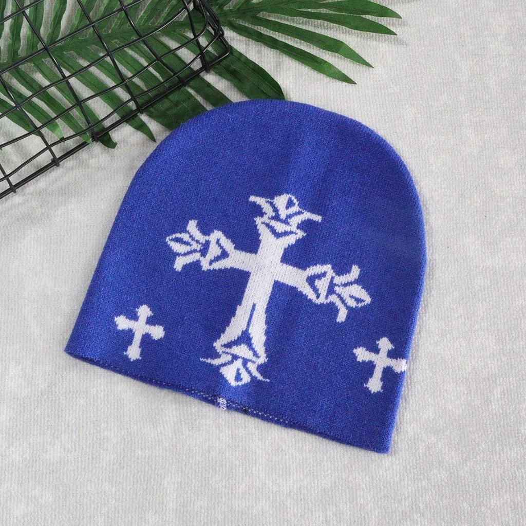 Knitted Hat For Men Women With Cross Pattern And Acrylic Material For Streetwear Style