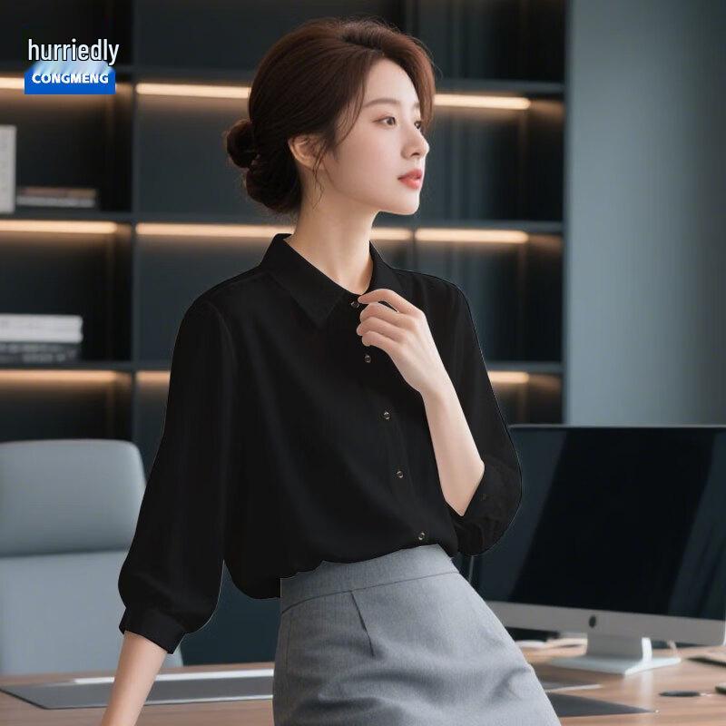 Women s Square Collar Chiffon Blouse L