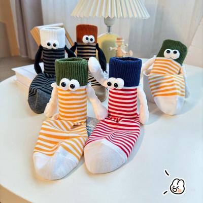 Hand In Hand Socks Children's Ins Summer Thin Dopamine Color Magnetic Hand In Hand Middle Tube Socks