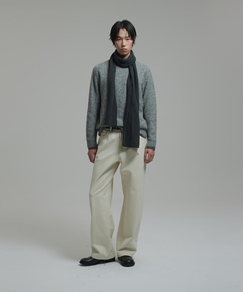 NONBLANK Mohair Wool Blend Crop Round Knit_Melange Grey