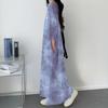 Korean Retro Tie-Dye Letter Print Slimming Casual Mid-Length T-Shirt Dress