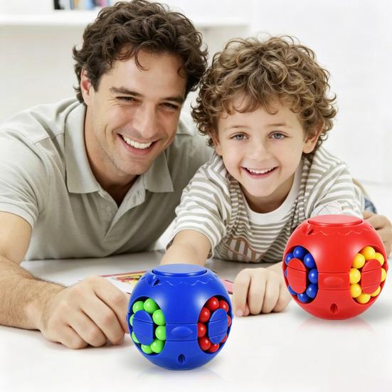 Rotatable Bean Ball Fidget Toy Stress Anxiety Relief Brain Teaser Rolling Bead Puzzle Spinner Ball Educational Toy Decompression Gadget