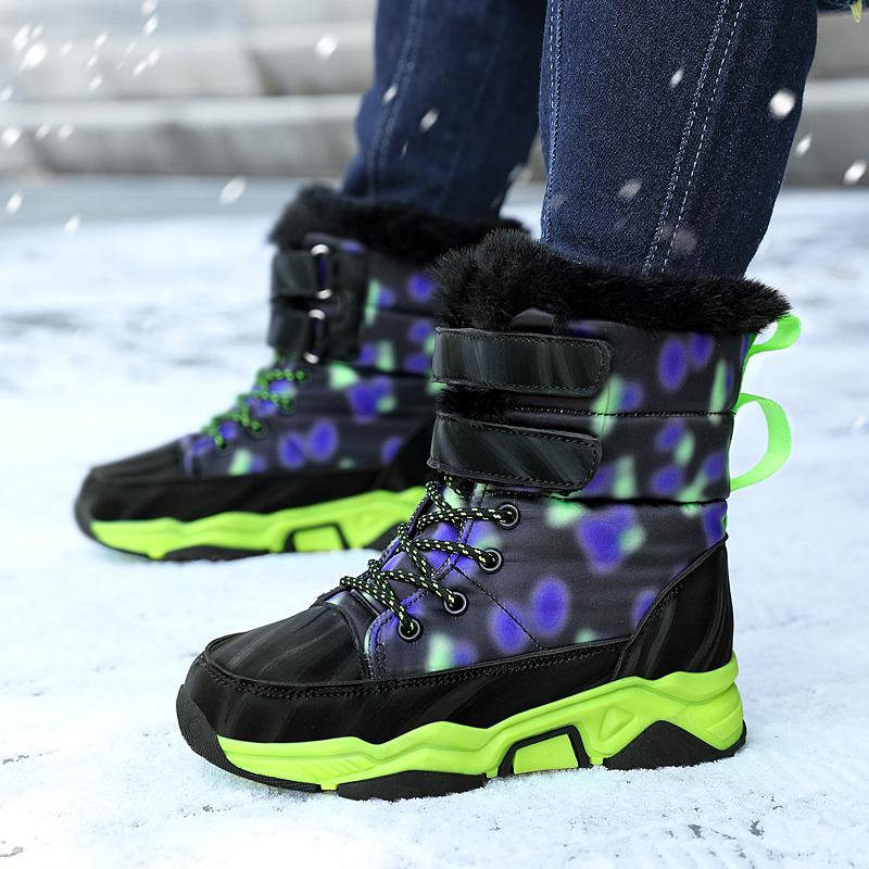 Winter Children's Plus Size Anti Slip Wear-resistant and Plush Warm Outdoor High Top Cotton Shoes Snow Boots