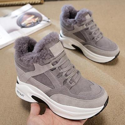 Nuove Sneakers Invernali da Donna Calde in Pelliccia Sneakers Chunky con Plateau Scarpe Casual Peluche da Donna Comfort Sneakers con Zeppa da Donna Feamle 358