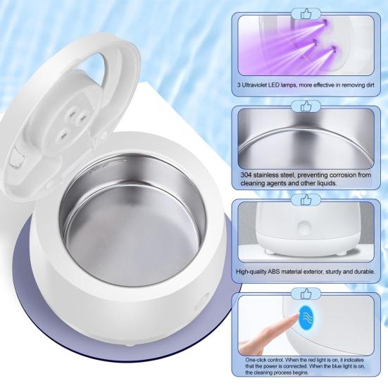 Ultraschall-Retainer-Reiniger UV-Zahnprothesen-Reinigungsdom Dental-Retainer-Reinigungsmaschine für Nachtschienen Zahnspangen Aligner Zahnbürste Schmuck