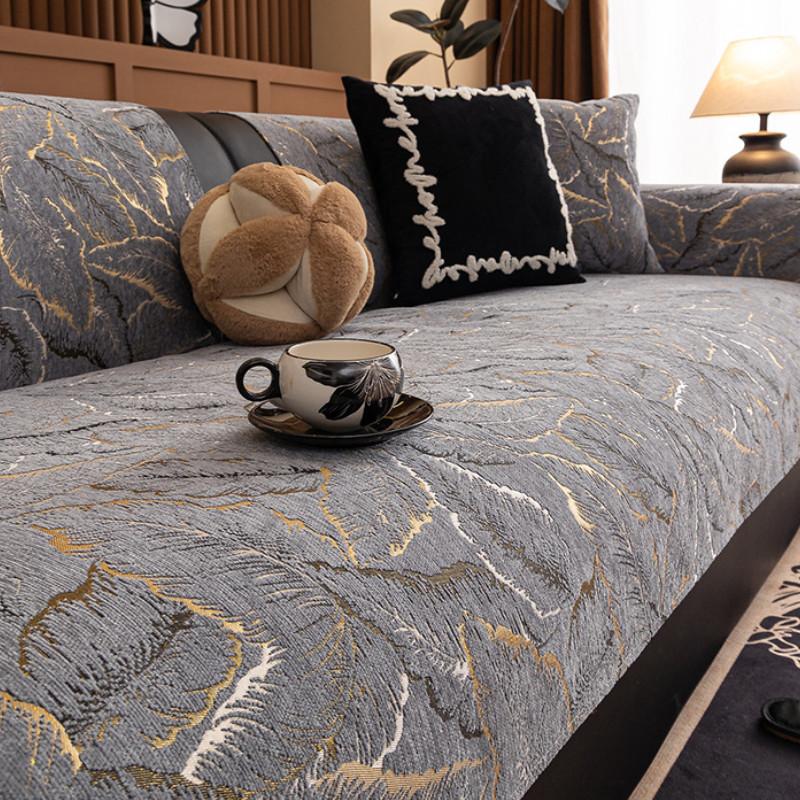 

1Pcs Leaf Pattern Sofa Cushion Anti-slip All-season Universal Couch Slipcovers for Living Room Breathable Comfortable Seat Mat 1seat 90x90cm-1pcs серый