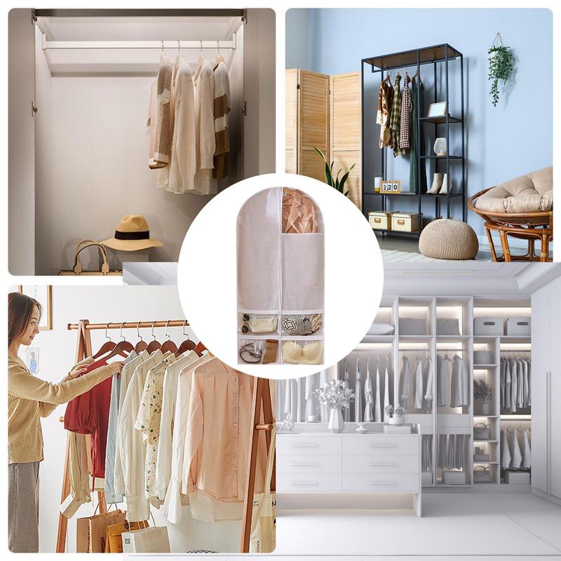 Suit Bags For Closet Storage Large Capacity Clothes Dust Cover With Clear Window Multifunctional 4 Grids Coat Protector Wardrobe