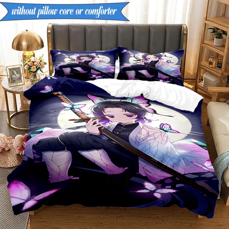 Vibrant Anime Characters 3pcs K-pop Music Group Bedding set,Ideal for Bedroom, Dormitory,Including Duvet Cover And 2pcs Pillowcases,Fan Gifts