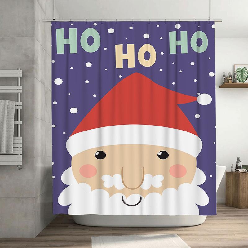 

Tuniu Festive Santa Claus Bathroom Shower Curtain Funny Holiday Decor Cute Christmas Backdrop Waterproof Fabric Holiday Gift Cha W60H190(CM)-1 Pcs