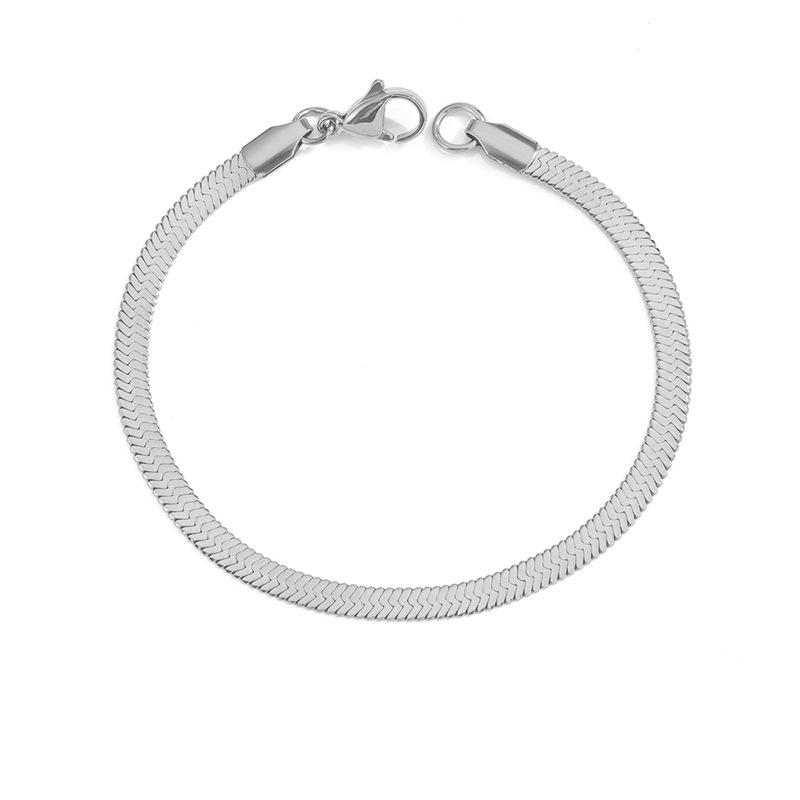 eManco Women's Stainless Steel Snake Chain Bracelet - Thin, Versatile, Flat Style, Perfect for Couples