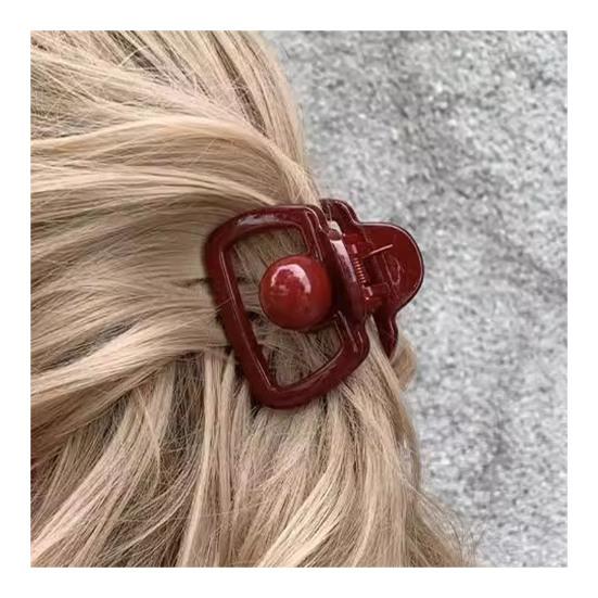Hair Claw Three-Dimensional Hollow Bow Design Back Head Hair Clip Glossy Texture A