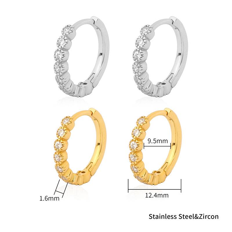 Earrings for Women's Gold-plated Single Row Zircon Earbuds Light Luxury High-end Summer Earrings
