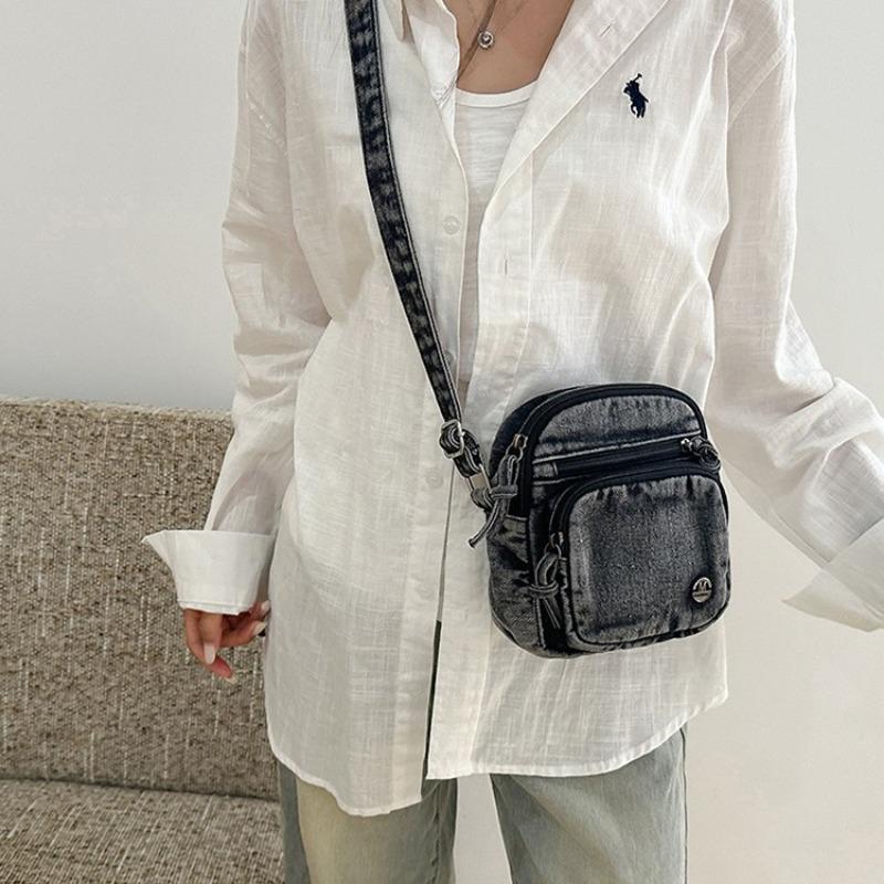 Denim bag women's summer new fashion niche shoulder messenger bag high-end mobile phone bag