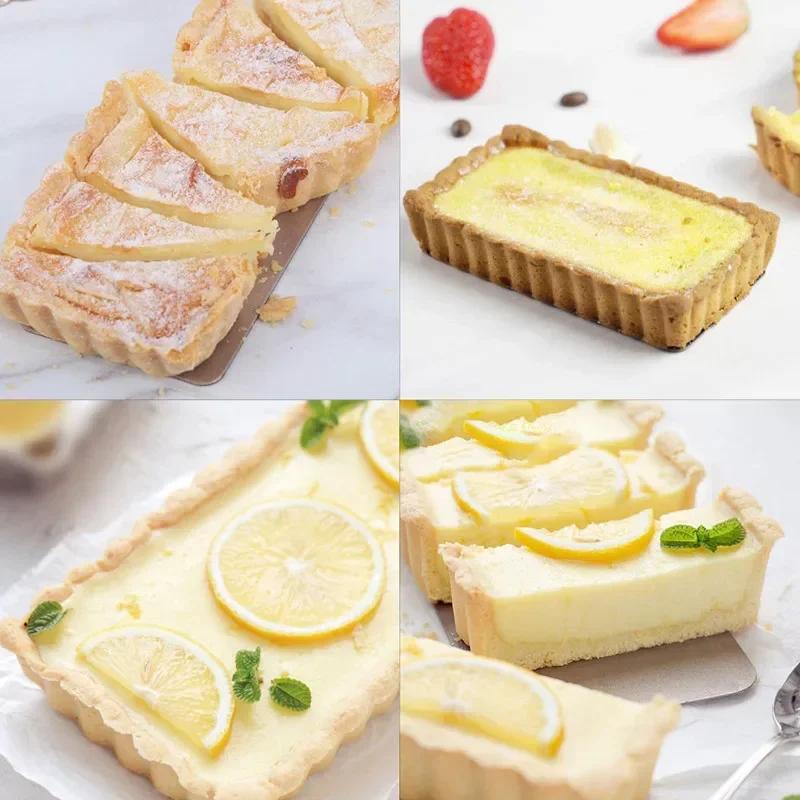 6pcs Non-Stick Tart Quiche Flan Pan Molds Round Square 4 Inch Carbon Steel Cake Baking Form with Removable Bottom Bakeware Tools