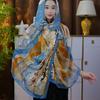180 * 90 High-End Single-Sided Cut Dill Long Shawl Retro Chinese Style Ancient Charm Elegant Silk Scarf Dunhuang