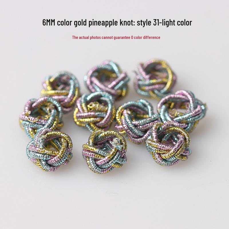 Golden Pineapple Knot Necklace with DIY Spacer Beads and Braided Cord