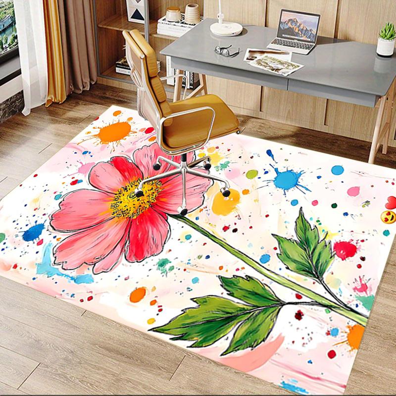 1 Stück Blumenkunstwerk Teppich Weiche Flanell-Bodenmatte für Wohnzimmer, Schlafzimmer und Teppich, Bodenmatte unter Sofatisch, Dekorativer Teppich q30