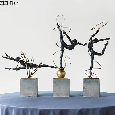 Vergoldetes Band Gymnastik Athleten Figuren Statue Raumästhetik Ornamente Schreibtischdekoration Abstrakte Charakter Harzskulptur