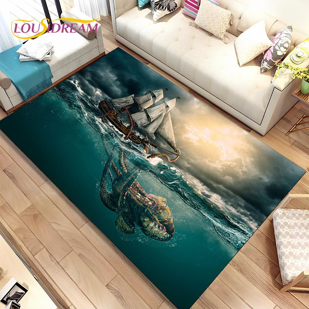 Un bateau pirate, une barque, un bateau, un tapis pour la maison, le salon, la chambre à coucher, un canapé, un paillasson, un tapis de sol antidérapant