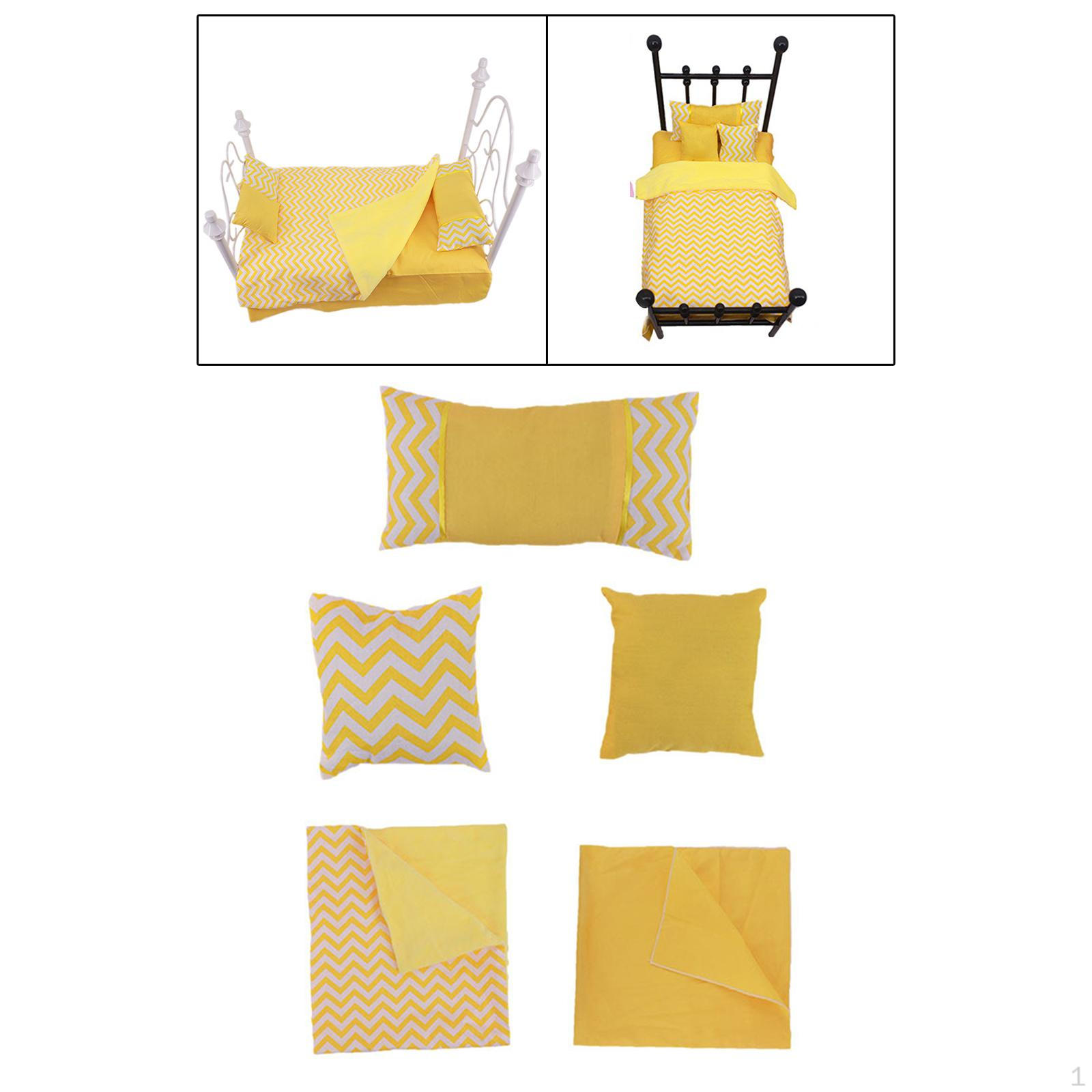 

18 inch Doll Bedding Set 18inch Furniture , Miniature,Soft for Bed, Mini Bed Sheet жёлтый