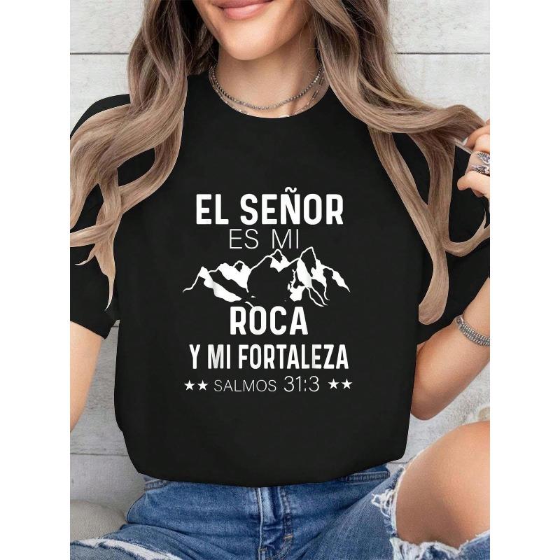 

Women s T-Shirt - Spanish Scripture Shirt - Soft Casual Round Neck Top for Church, Casual Attire - Christian Apparel Gift for Women 4XL чорний