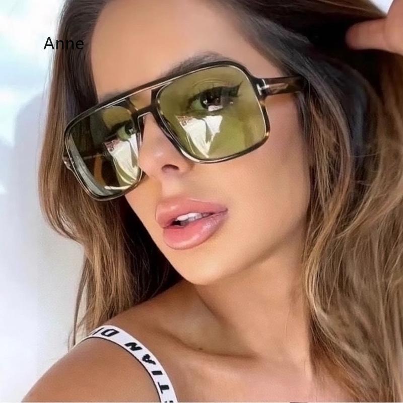 Retro Tortoiseshell Pilot Sunglasses Women  Designer  Oversized Shades Eyewear Driving Double Bridge Men T Sun Glasses