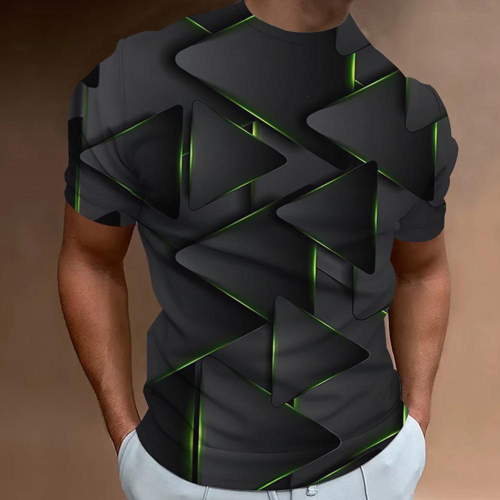 Funny Men's T Shirt Tops 3d Abstract Geometry Print T-Shirt For Men Summer Trend Simple Loose Tee Casual Breathable Man Clothing