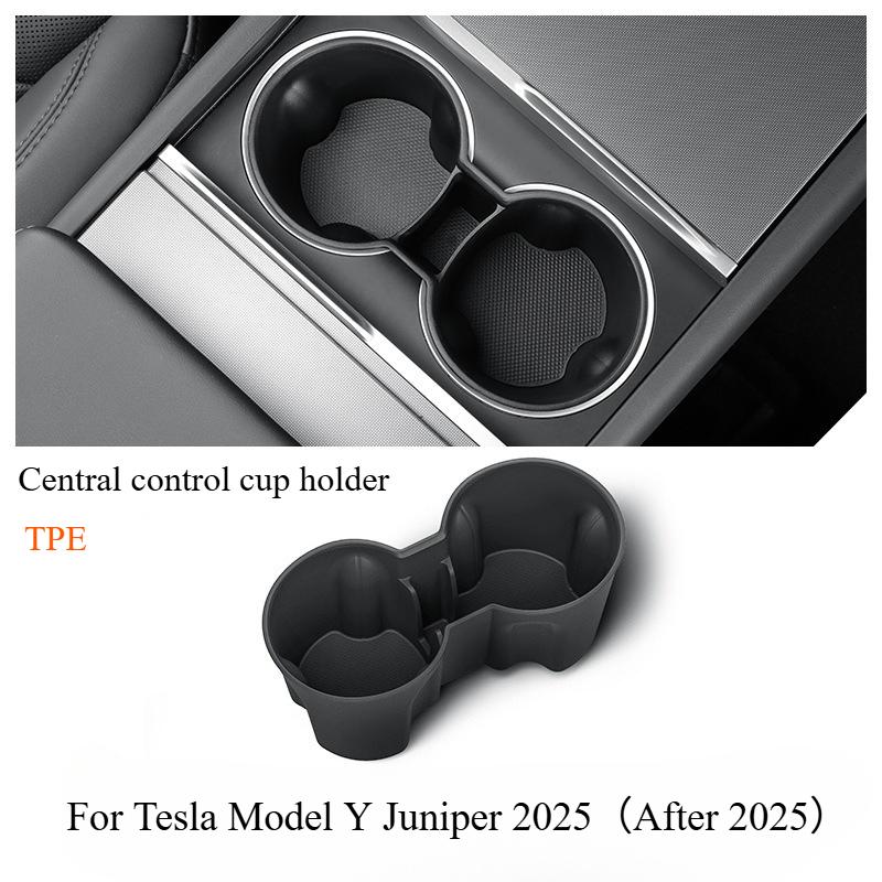 For Tesla Model Y Juniper 2025 Central Control Anti Slip Cup Mat Storage Cup Mat Car Water Cup Holder Mat Drink Insert Coaster