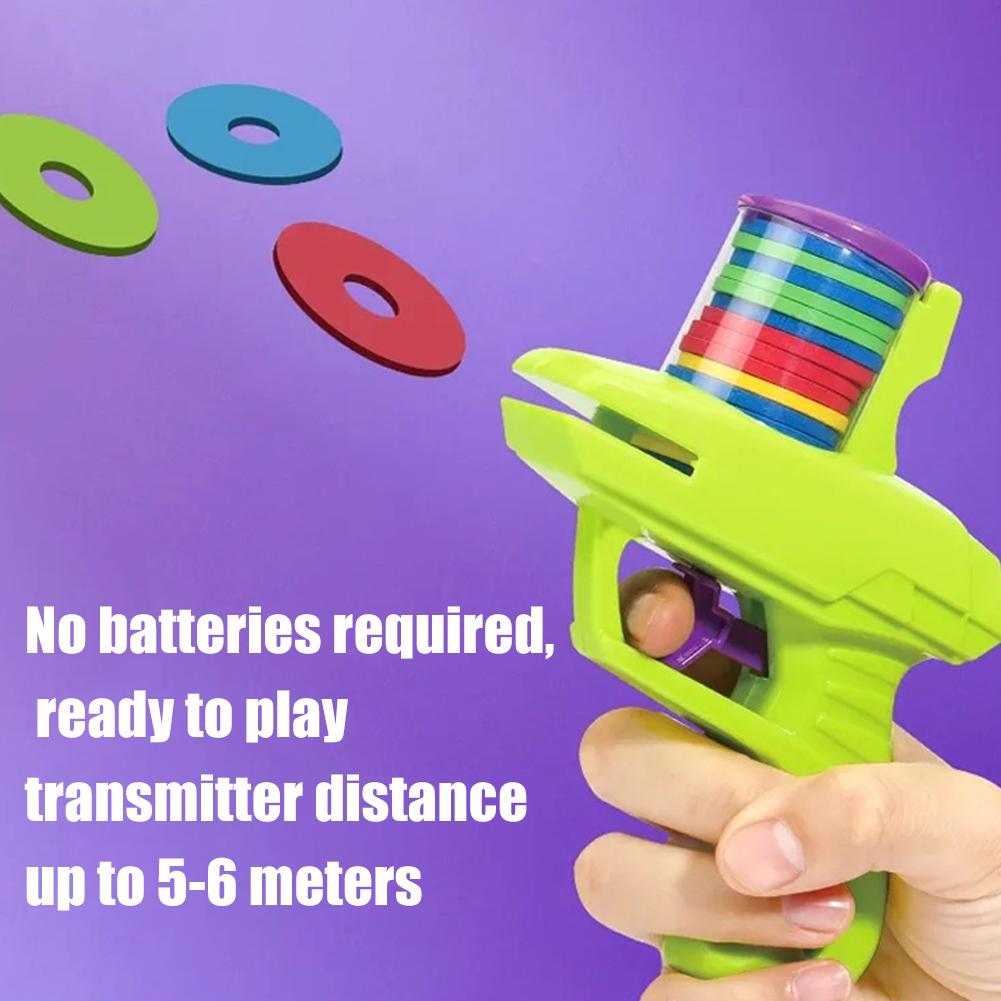 utdoor Game Foam Disc Gun Toy for Kids, Flying Disc Shooting Launcher, Double Parent-Child Interactive Children Toy