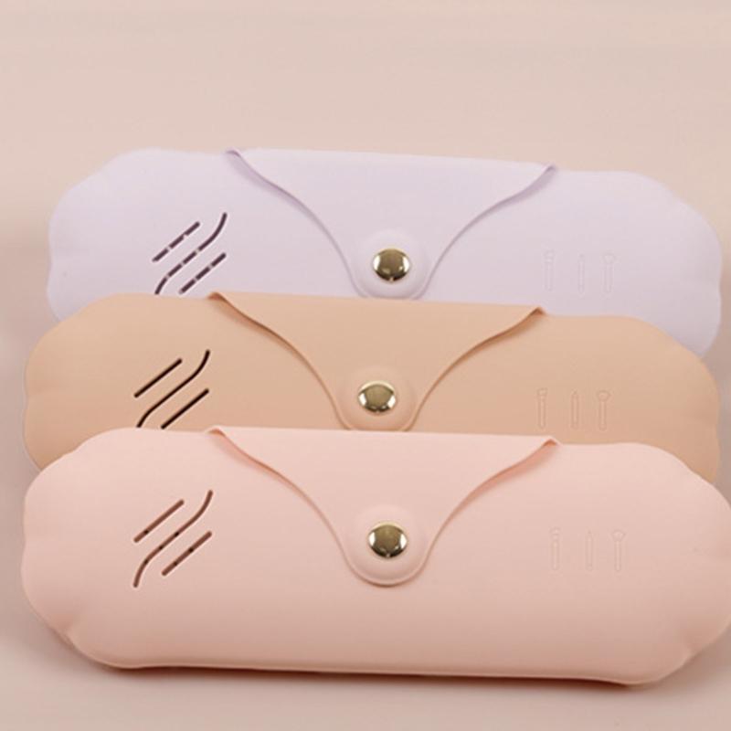 Travel Makeup Brush Holder,Silicone Trendy Portable Cosmetic Face Brushes Holder,Soft and Sleek-Makeup Tools Organizer