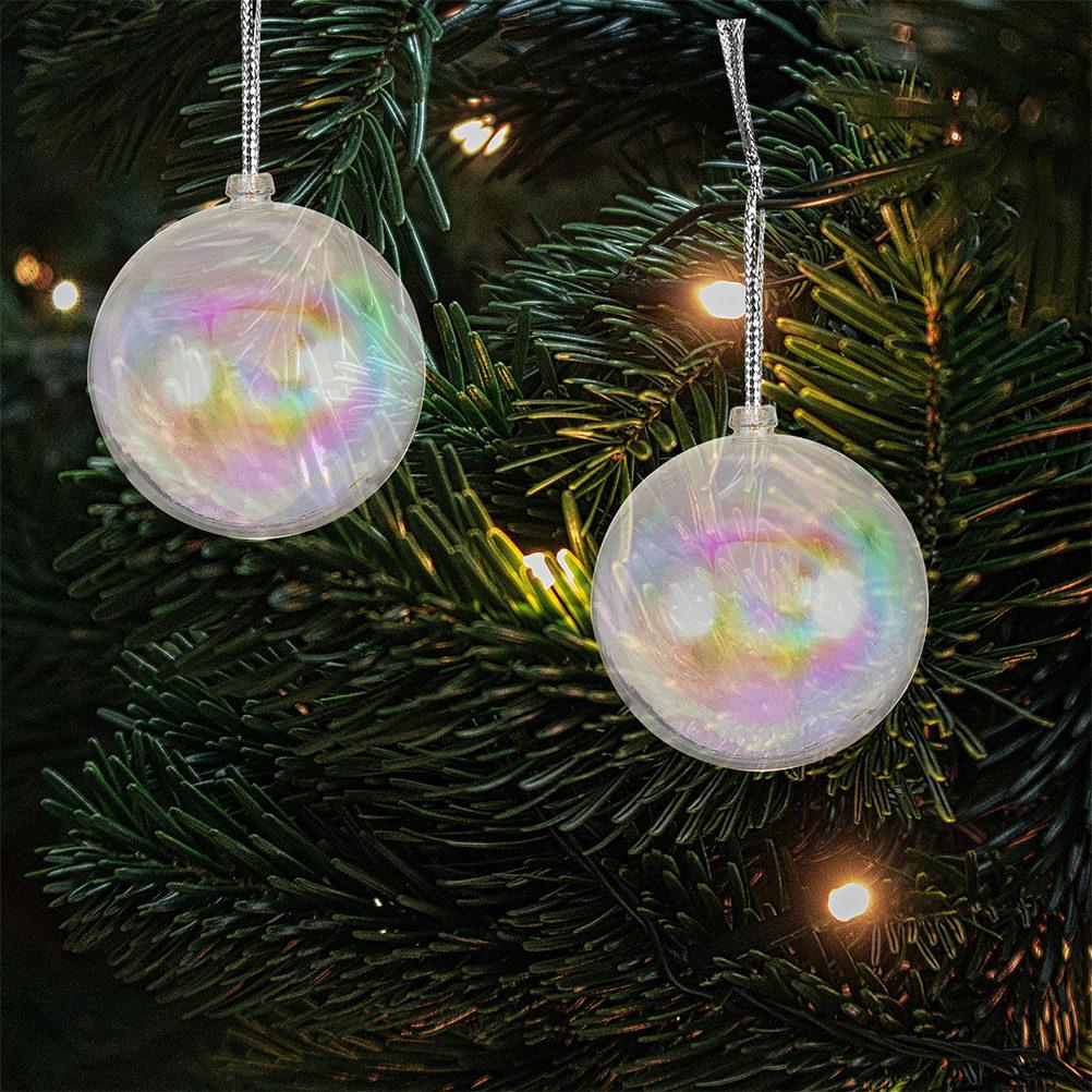 10Pcs Christmas Tree Wish Balls Clear Plastic Iridescent Fillable Ornament Baubles DIY Hanging Decorations Christmas Balls