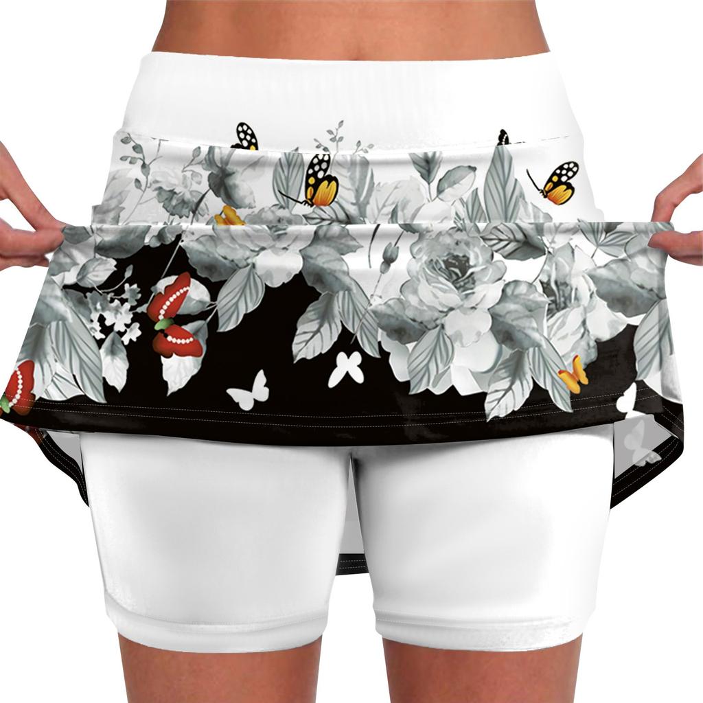 Women's Elastic Yoga Pants Striped Printed Sports Shorts Lightweight High Waisted Tight Jogging Pants