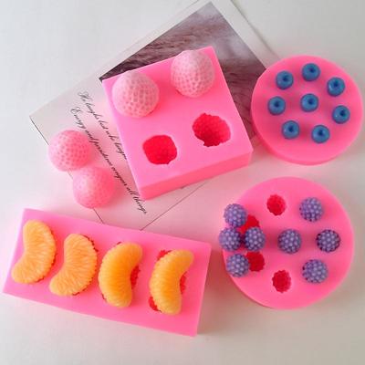 Silikon Fondantform für Fruchtserie: Orange, Erdbeere, Blaubeere, Himbeere
