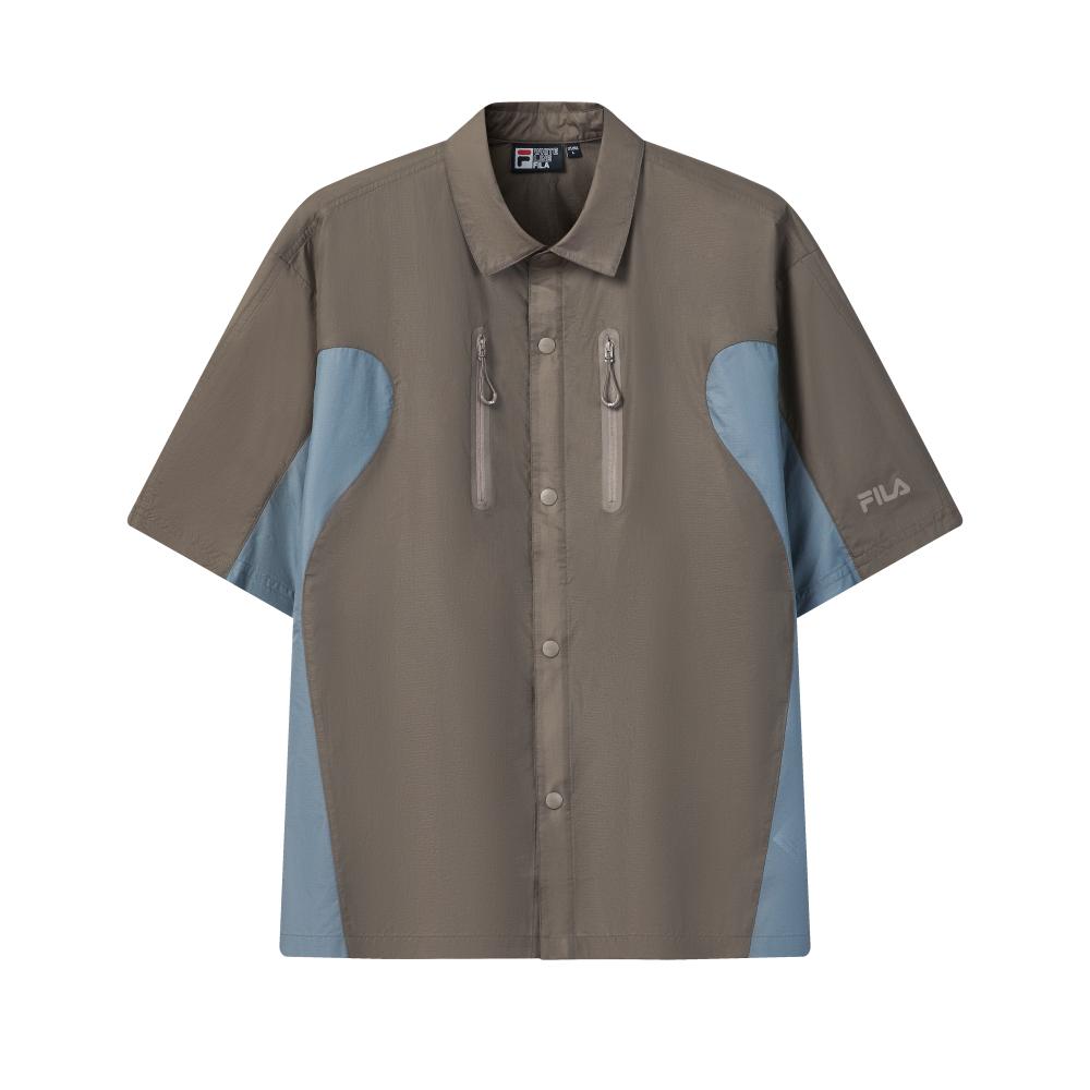 

FILA Original Patchwork Mountain Style Casual Comfortable Shirt Men shirts Dry-Wood-Khaki F11M629404FMK M