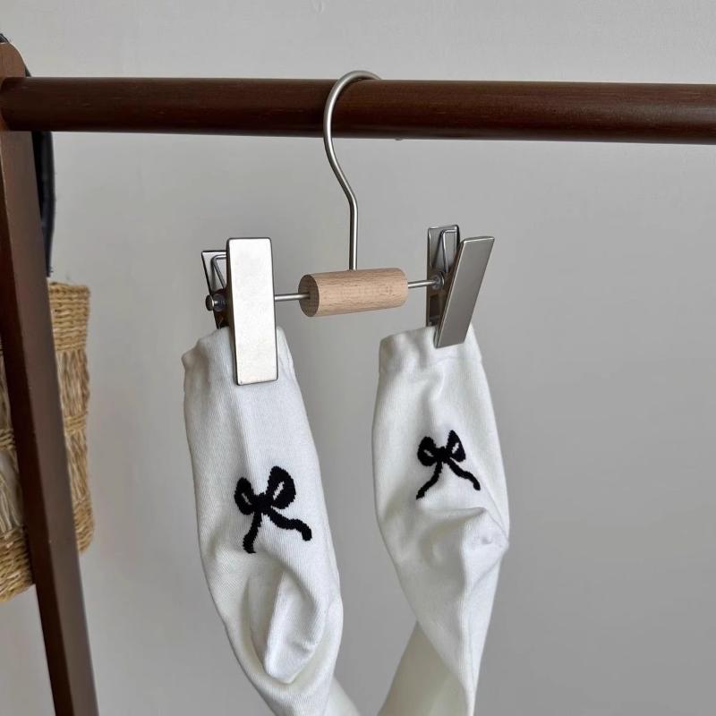 3 Pairs New Mid-calf Socks with Cute Bow At The Heel Women's Slouch Socks Spring/Summer